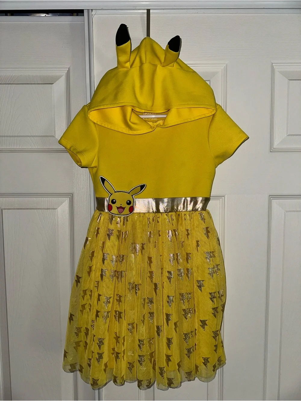Pikachu Yellow Hooded Tulle Kids Costume Dress